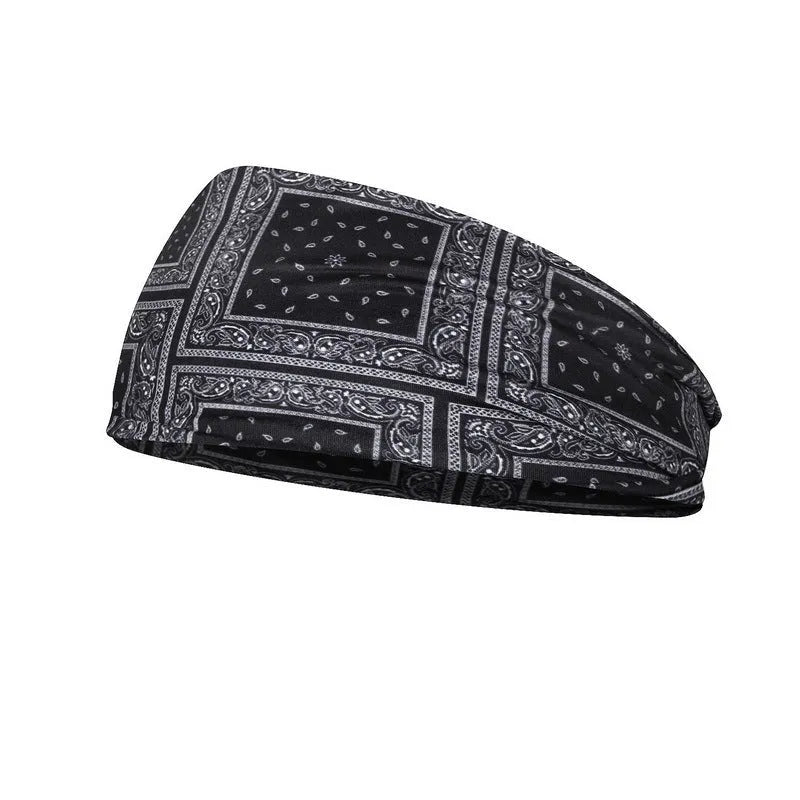 Printed sports yoga fitness sweat-absorbent polyester headband in multiple colour options A-X