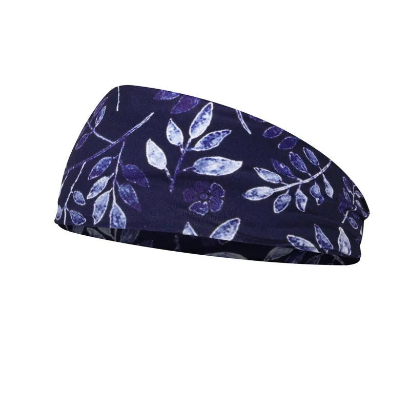 Printed sports yoga fitness sweat-absorbent polyester headband in multiple colour options A-X