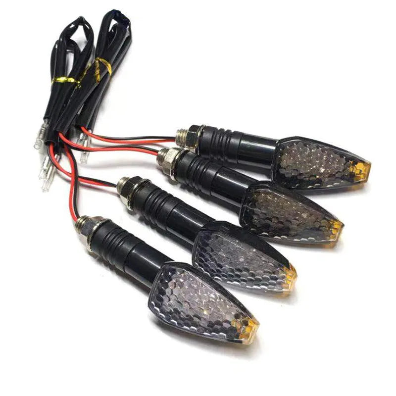 Motorcycle LED turn signal light 85mm length blackened shell yellow indicator