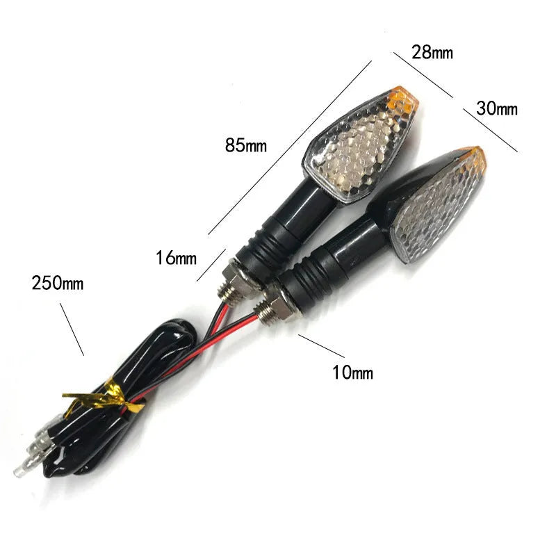 Motorcycle LED turn signal light 85mm length blackened shell yellow indicator