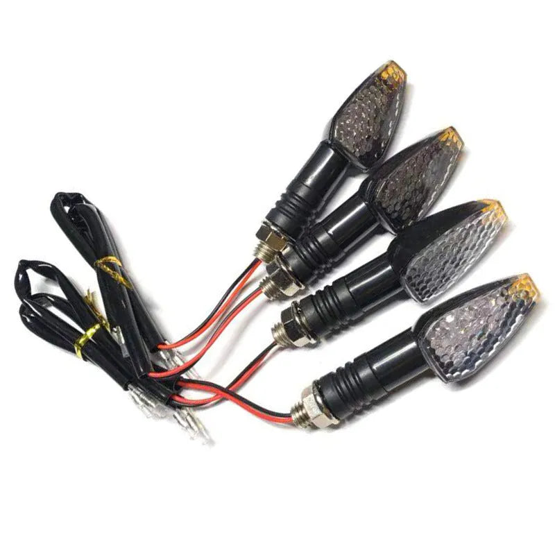 Motorcycle LED turn signal light 85mm length blackened shell yellow indicator