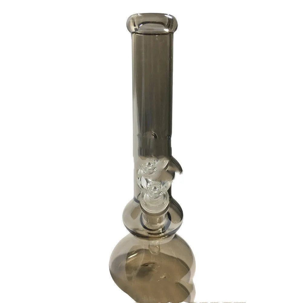 Small pure colour glass geometric vase on a tabletop, American style decorative ornament.