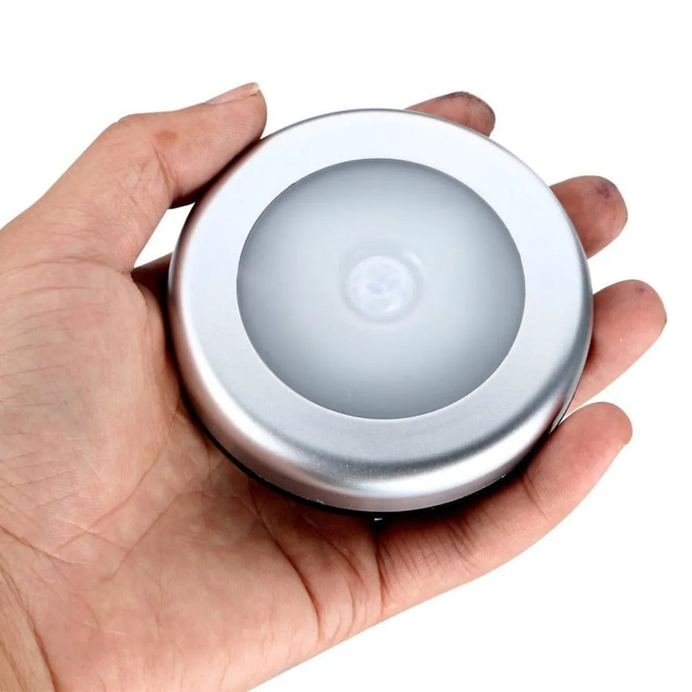 Silver square wireless motion sensor night light for cupboards and hallways
