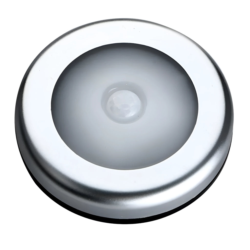 Silver square wireless motion sensor night light for cupboards and hallways