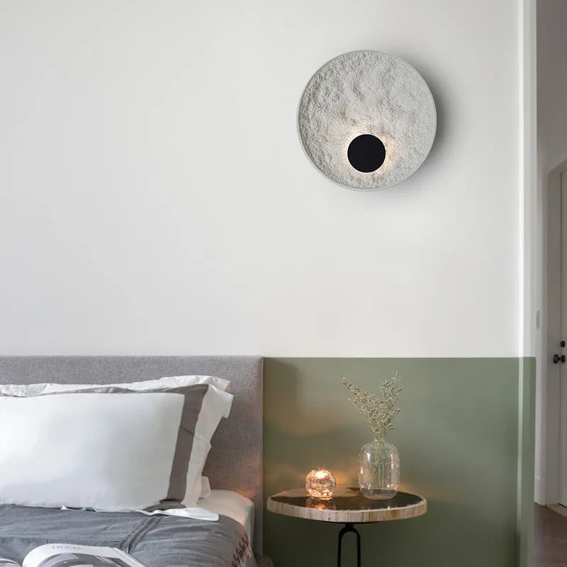 White modern iron wall lamp in 300mm or 500mm size options for bedroom or hallway