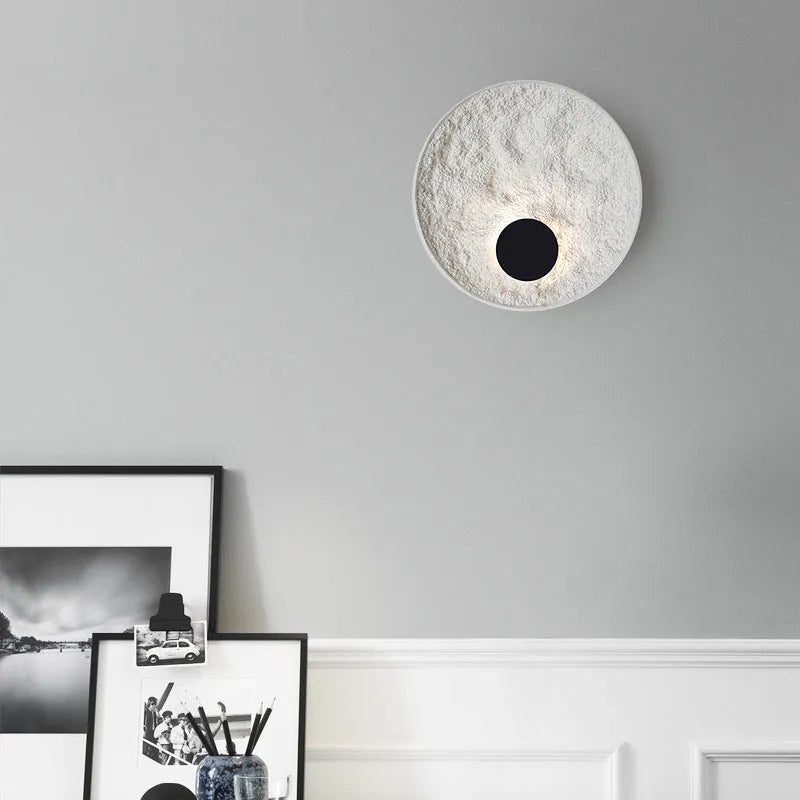 White modern iron wall lamp in 300mm or 500mm size options for bedroom or hallway