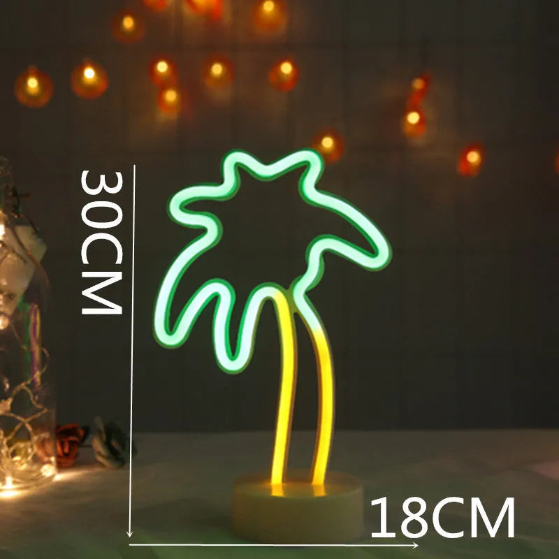 Green base model neon light with USB plug-in power for proposal decoration