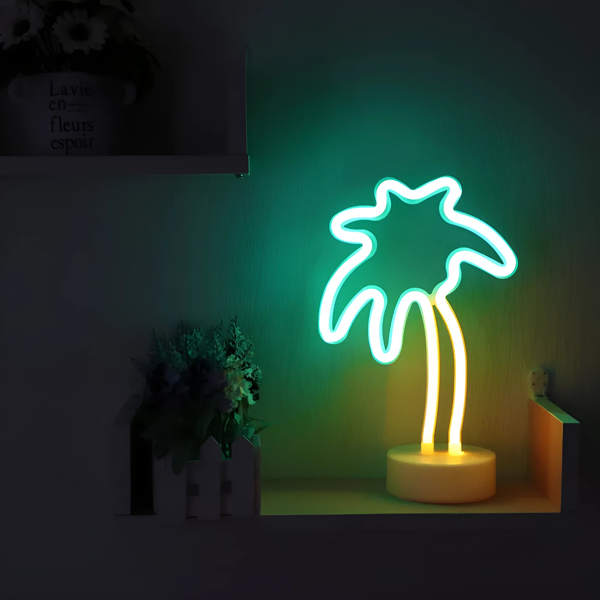 Green base model neon light with USB plug-in power for proposal decoration