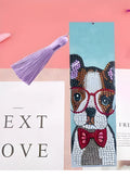 Handmade leather bookmark with special-shaped diamond mandala flower embroidery design.