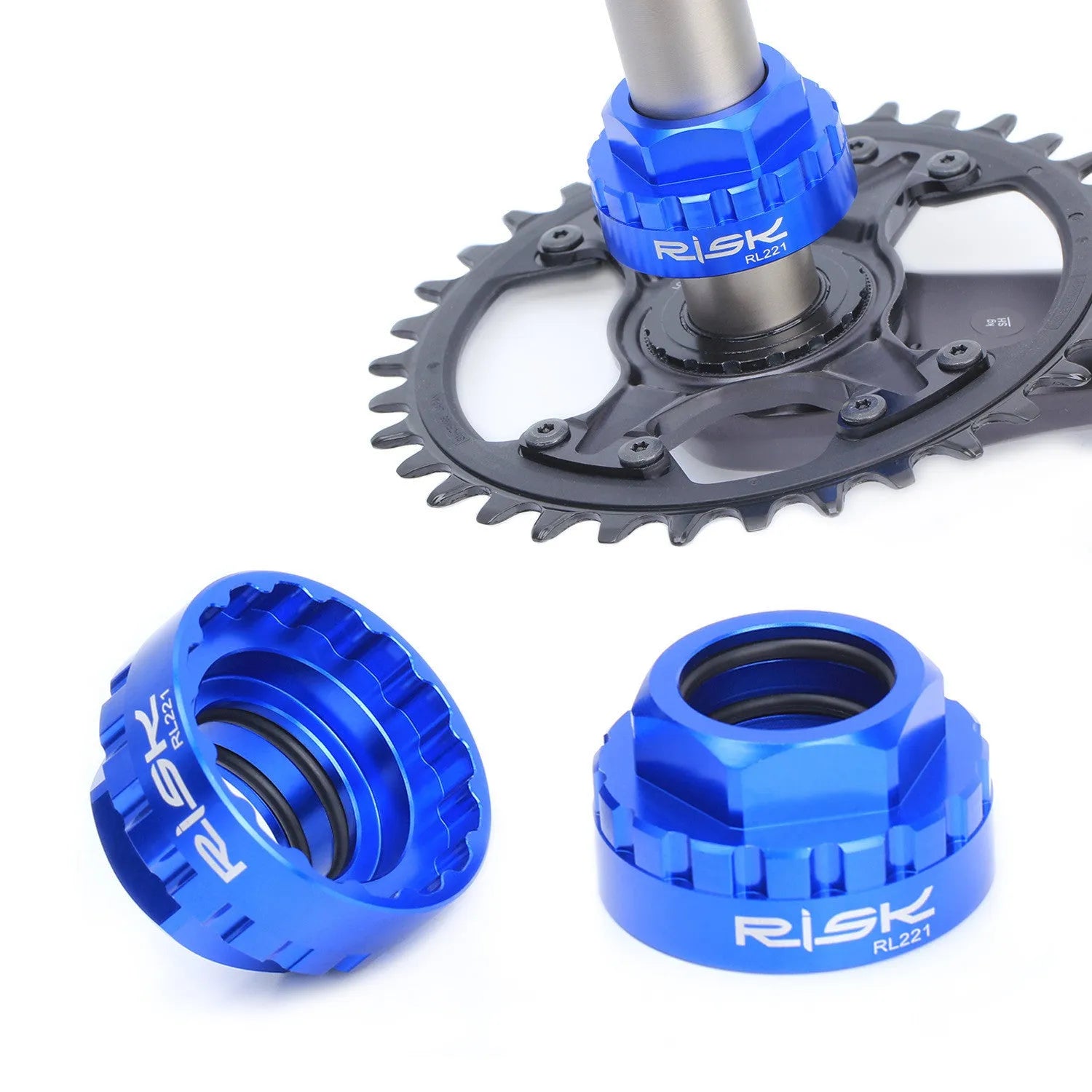Blue aluminium alloy wrench for removing 12-speed direct mount bicycle disc brake rotors