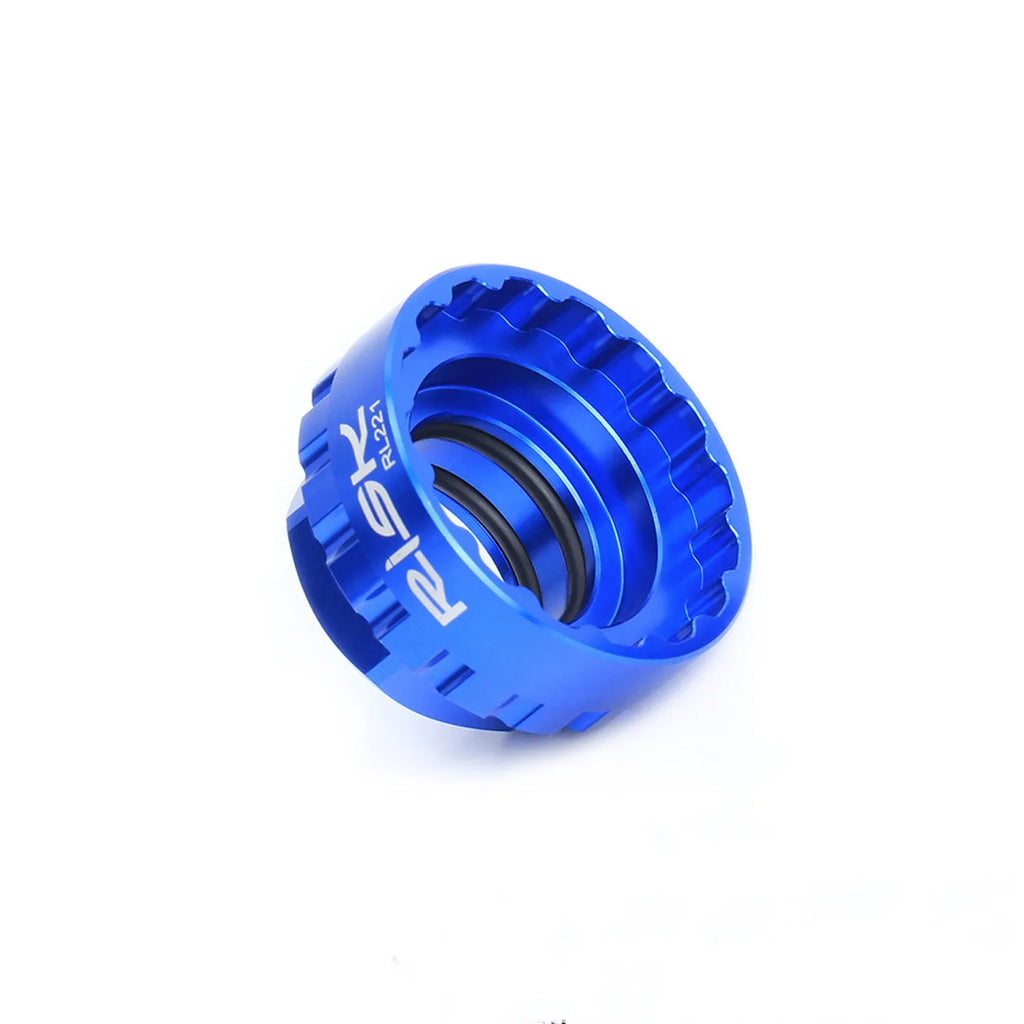 Blue aluminium alloy wrench for removing 12-speed direct mount bicycle disc brake rotors