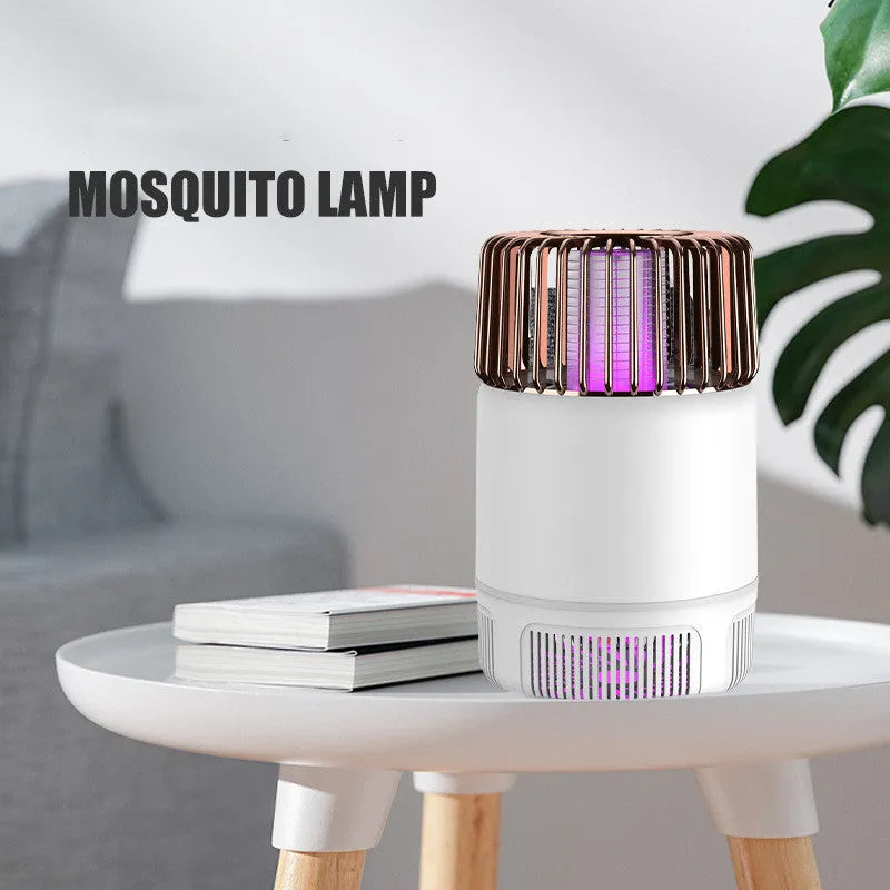 Electric mosquito killer lamp in black with USB power cord, photocatalyst technology, and LED trap light, 12x12x19.5cm