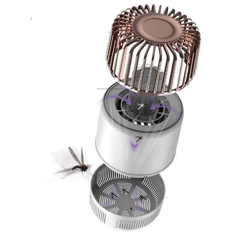 Electric mosquito killer lamp in black with USB power cord, photocatalyst technology, and LED trap light, 12x12x19.5cm