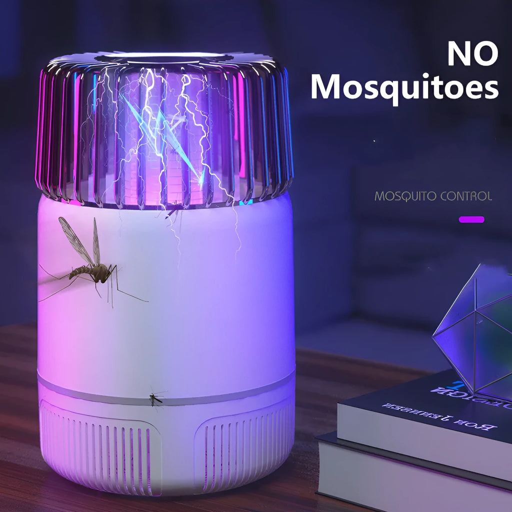 Electric mosquito killer lamp in black with USB power cord, photocatalyst technology, and LED trap light, 12x12x19.5cm