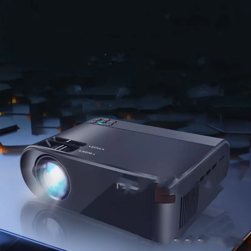 Portable Android wireless projector with smartphone showing same-screen projection
