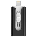Metal USB flash drive with both USB and Lightning connectors for Android computer iPhone compatibility