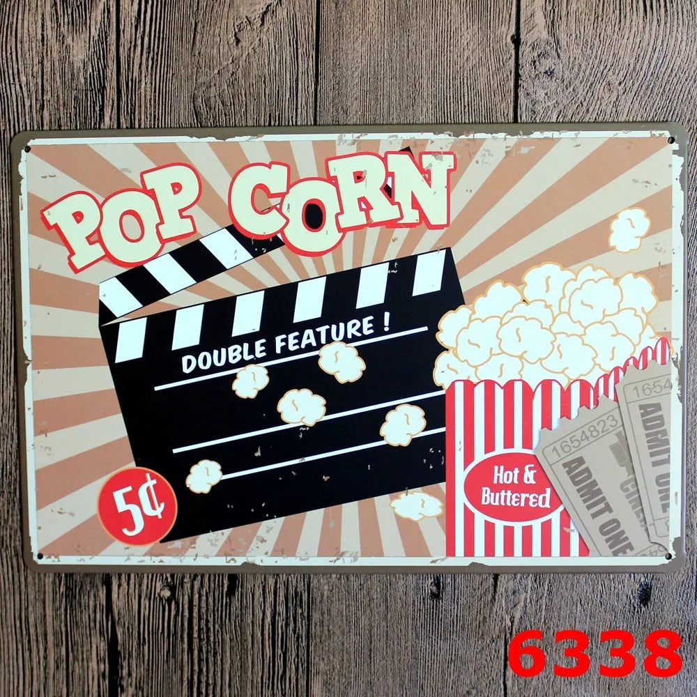 Vintage tin painting with barbecue, hamburger and beer retro artwork on iron metal