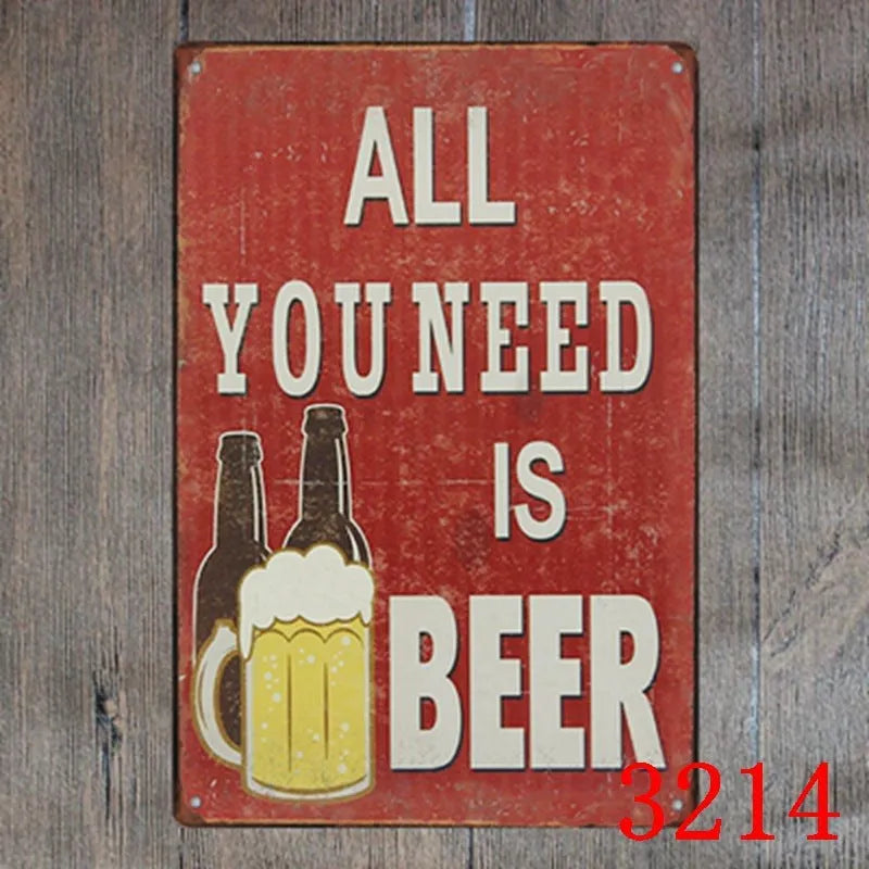 Vintage tin painting with barbecue, hamburger and beer retro artwork on iron metal