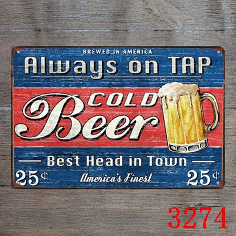 Vintage tin painting with barbecue, hamburger and beer retro artwork on iron metal