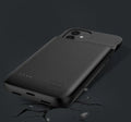 Black wireless back clip battery for iPhone 12 with TPU soft bag and plastic shell measuring 167x70x18mm