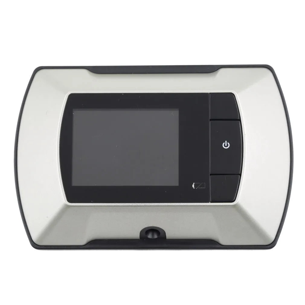 Wireless LCD digital door peephole monitor with indoor screen and outdoor camera unit.