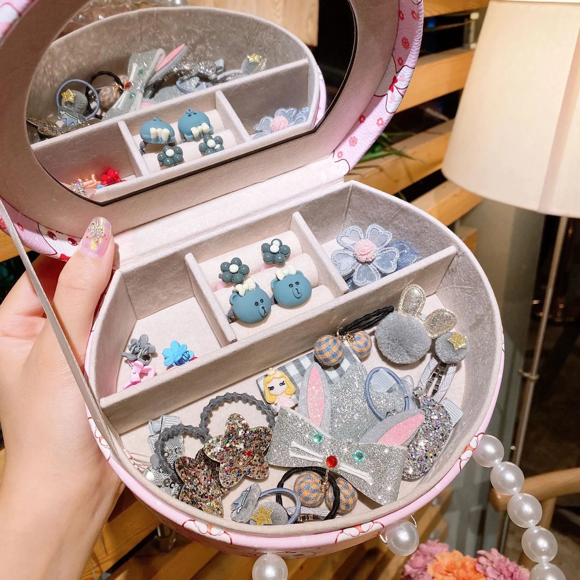 Cocoli cartoon character cloth headdress hair clip jewellery set for children in a gift box with storage.