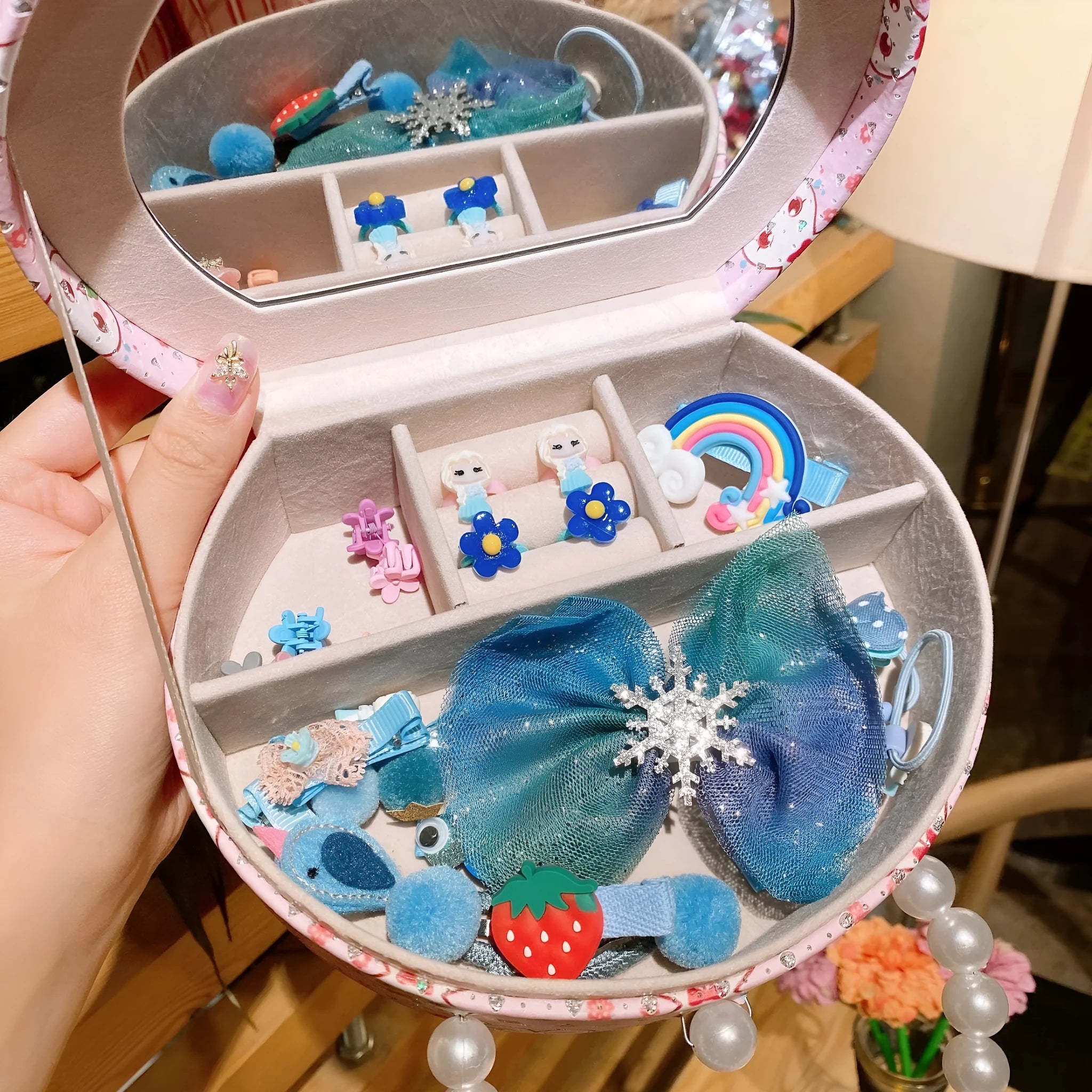 Cocoli cartoon character cloth headdress hair clip jewellery set for children in a gift box with storage.