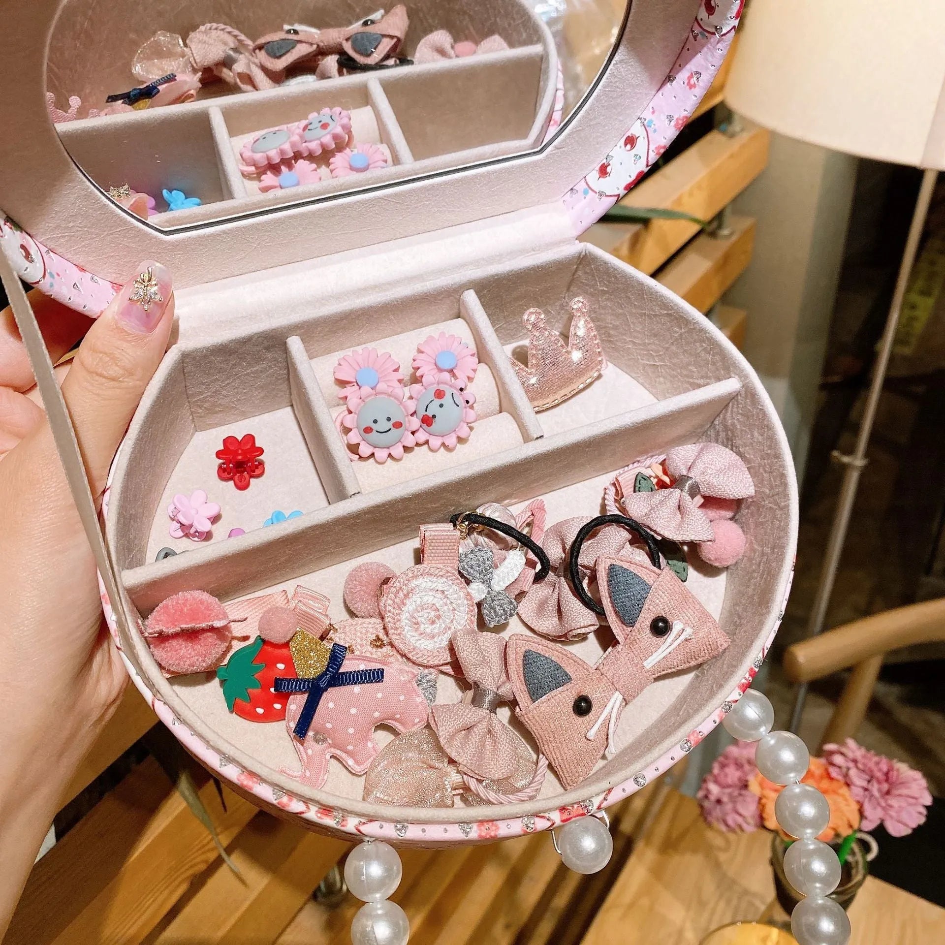 Cocoli cartoon character cloth headdress hair clip jewellery set for children in a gift box with storage.