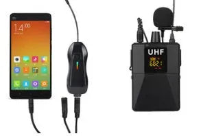 Black Little Bee X3 wireless lavalier lapel microphone and USB C transmitter unit.