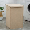 Washable fabric laundry sorting box with dual compartments in neutral colour