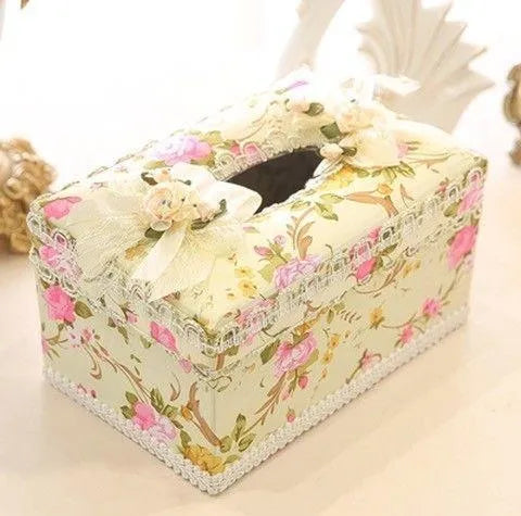 Ceramic tissue box holder in apricot colour with conventional pump opening