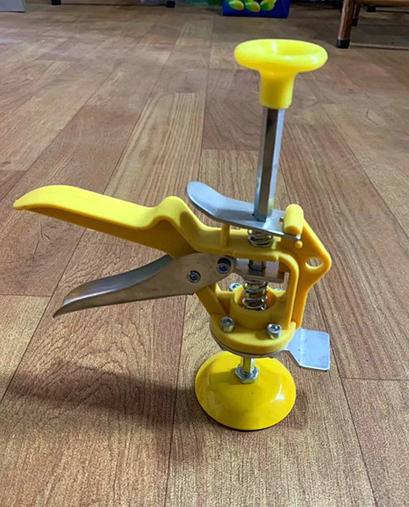 Tile raising positioner with adjustable height mechanism for concrete processing installations