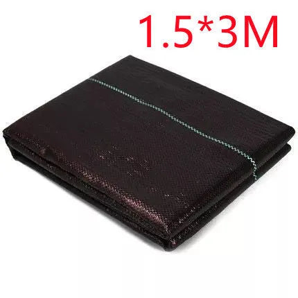 Black composite woven polyethylene weed-proof cloth roll for agricultural greenhouse use.
