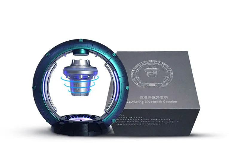 Magnetic levitation Bluetooth speaker UFO shape chameleon colour with breathing light on black base