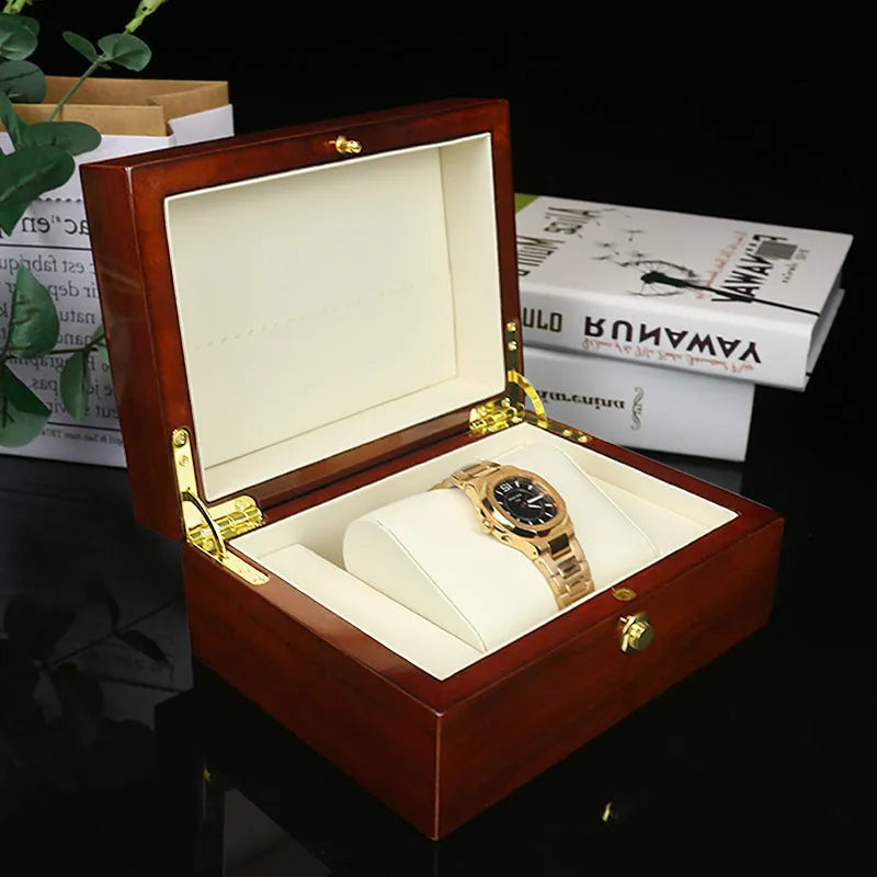 Brown MDF gloss paint custom packaging box with silk screen decoration, 18x13.5x8.5cm, heaven and earth cover