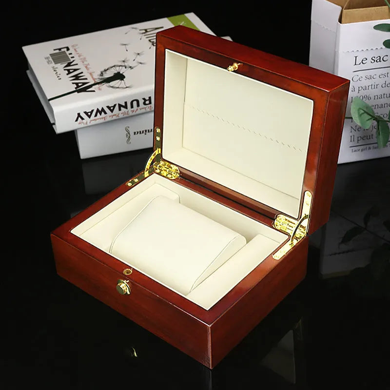 Brown MDF gloss paint custom packaging box with silk screen decoration, 18x13.5x8.5cm, heaven and earth cover