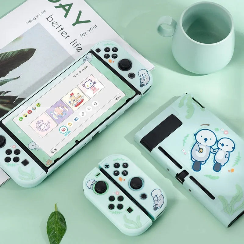 Nintendo Switch Lite silicone protective case with back grip housing and optional rocker sleeves
