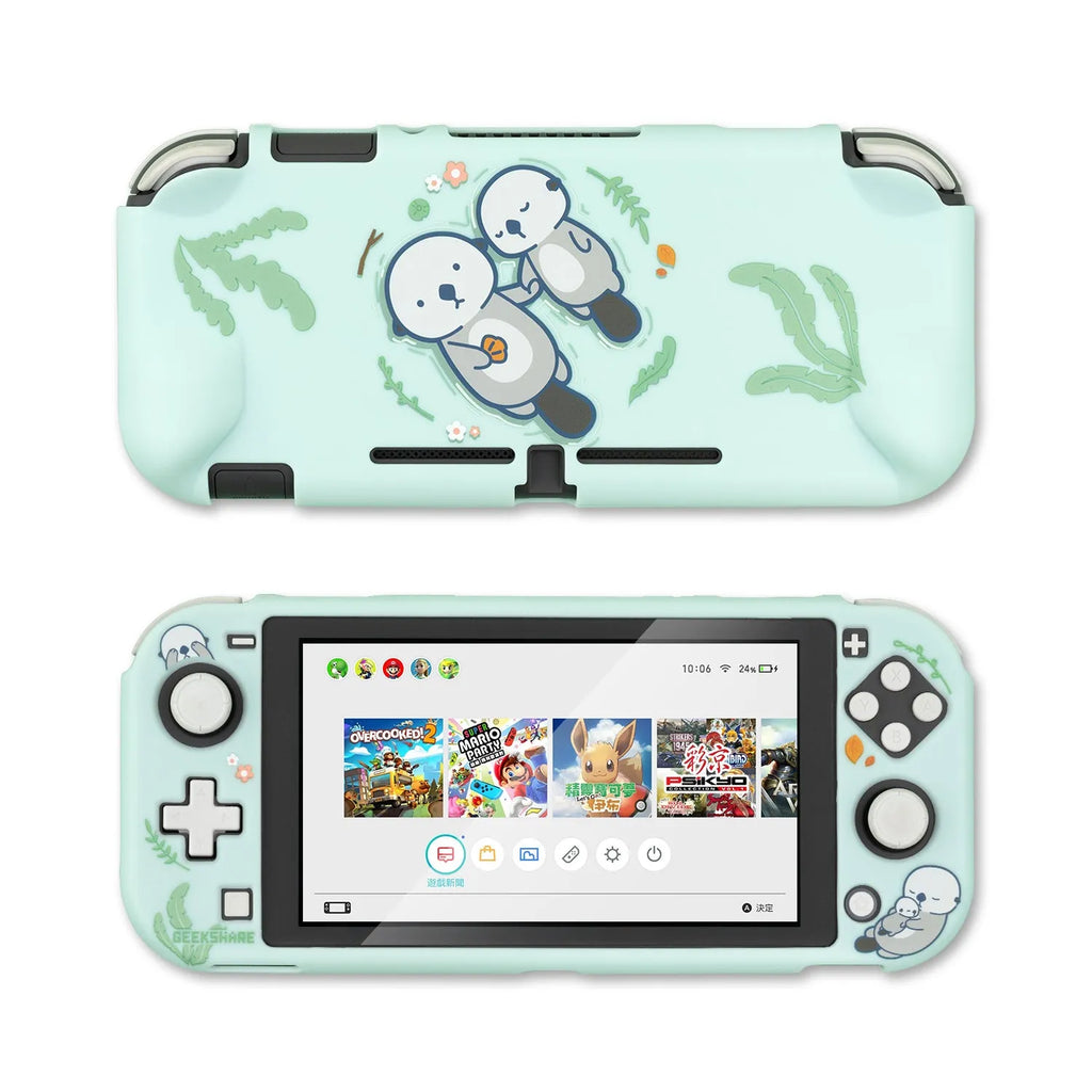 Nintendo Switch Lite silicone protective case with back grip housing and optional rocker sleeves