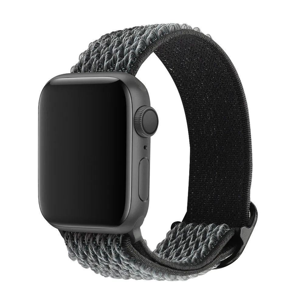 Braided nylon elastic strap for Apple Watch in multiple colours showing wave pattern texture