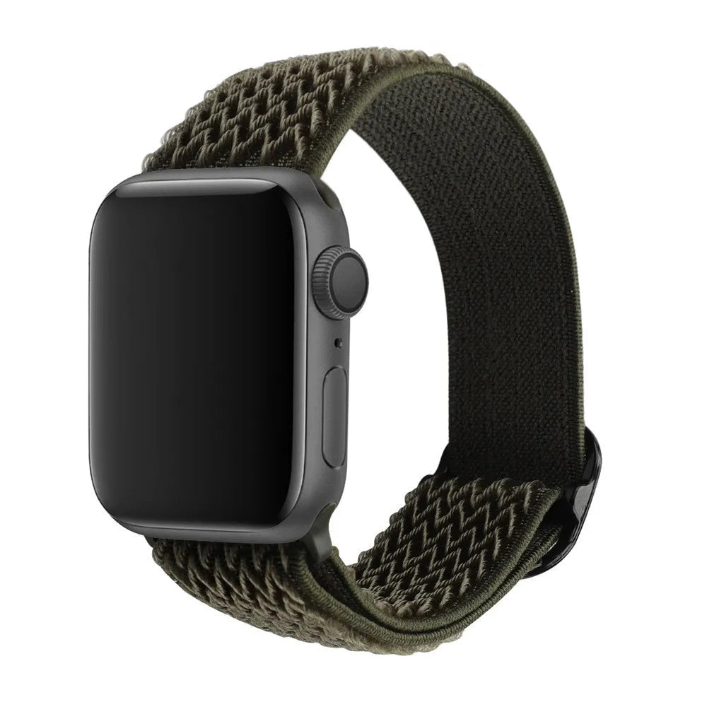 Braided nylon elastic strap for Apple Watch in multiple colours showing wave pattern texture