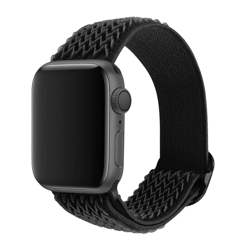 Braided nylon elastic strap for Apple Watch in multiple colours showing wave pattern texture