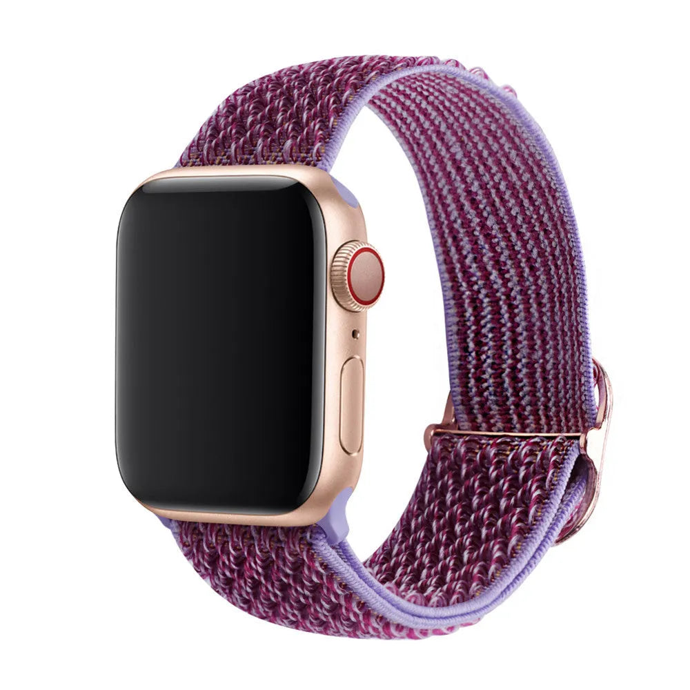 Braided nylon elastic strap for Apple Watch in multiple colours showing wave pattern texture