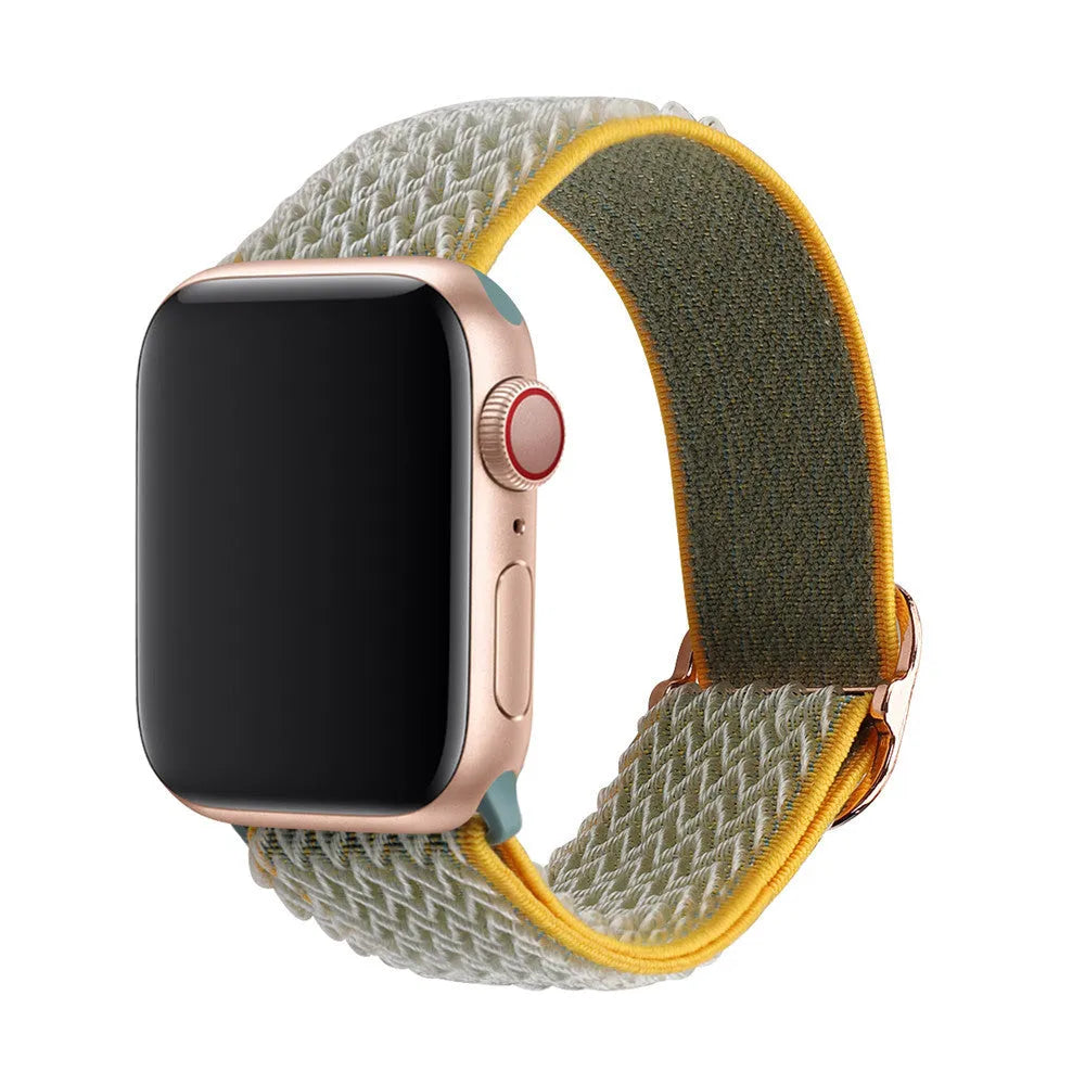 Braided nylon elastic strap for Apple Watch in multiple colours showing wave pattern texture