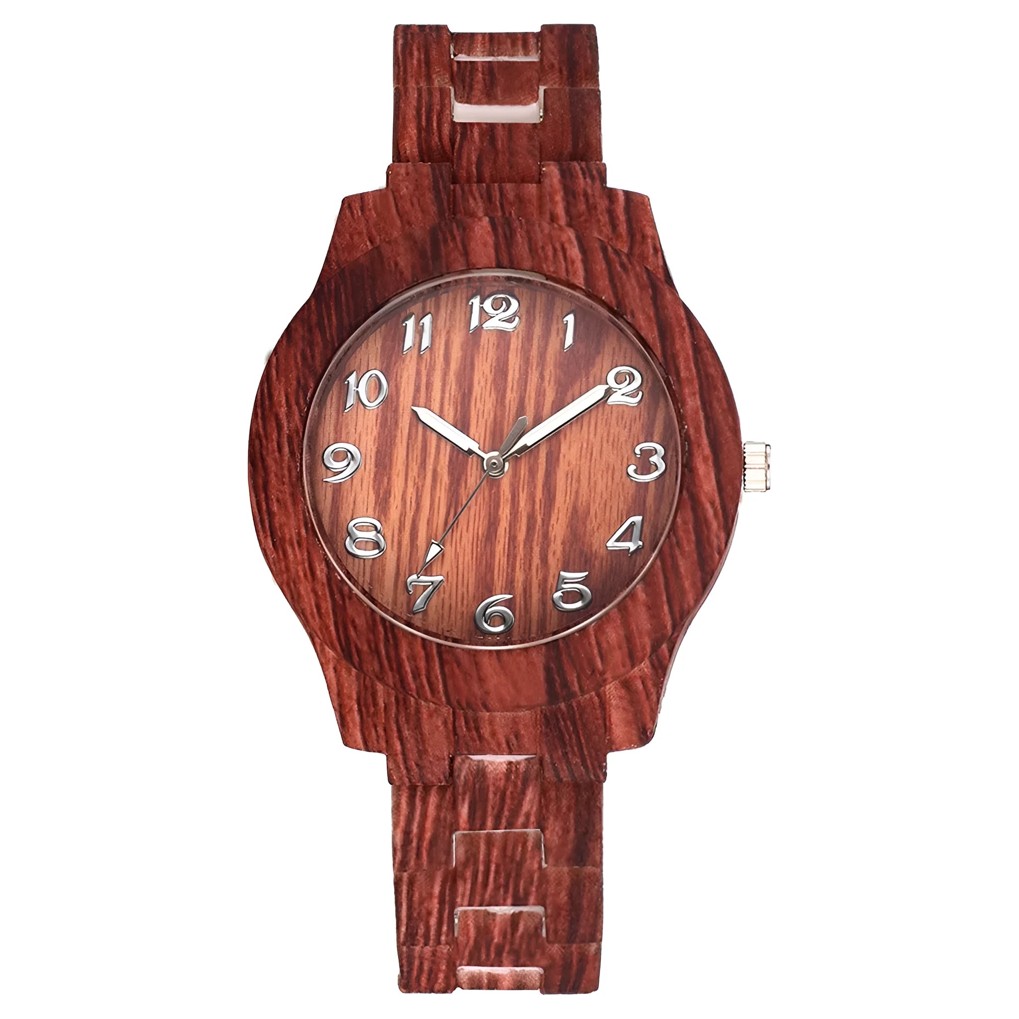 Wood grain retro quartz couple watches with silicone strap and 39mm case in five colour options