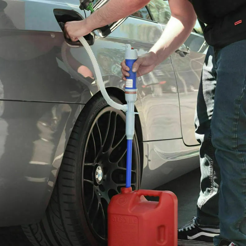 Manual siphon hand pump for fuel oil gasoline transfer in blue or red PP material