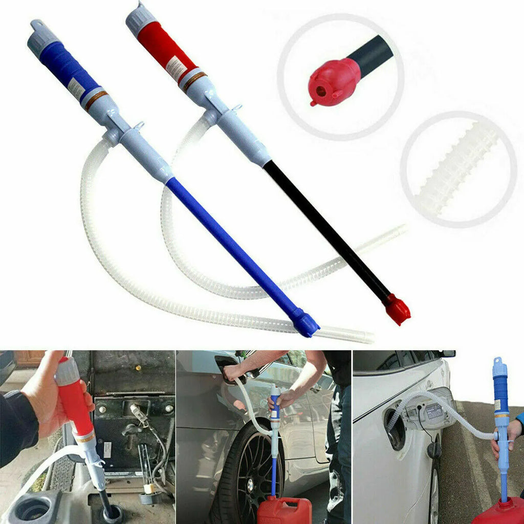 Manual siphon hand pump for fuel oil gasoline transfer in blue or red PP material