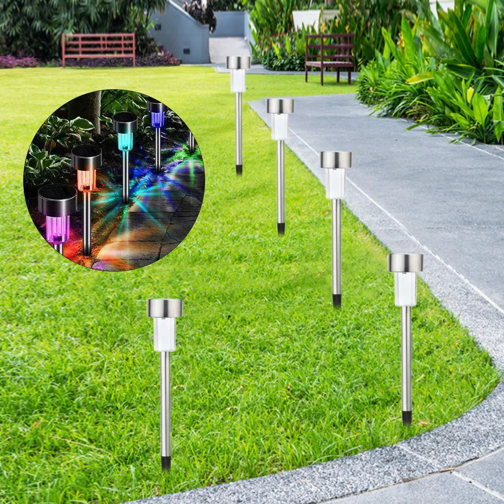 Stainless steel garden landscape light with LED bulb and pastoral design for outdoor pathways.