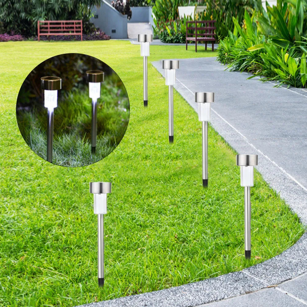 Stainless steel garden landscape light with LED bulb and pastoral design for outdoor pathways.