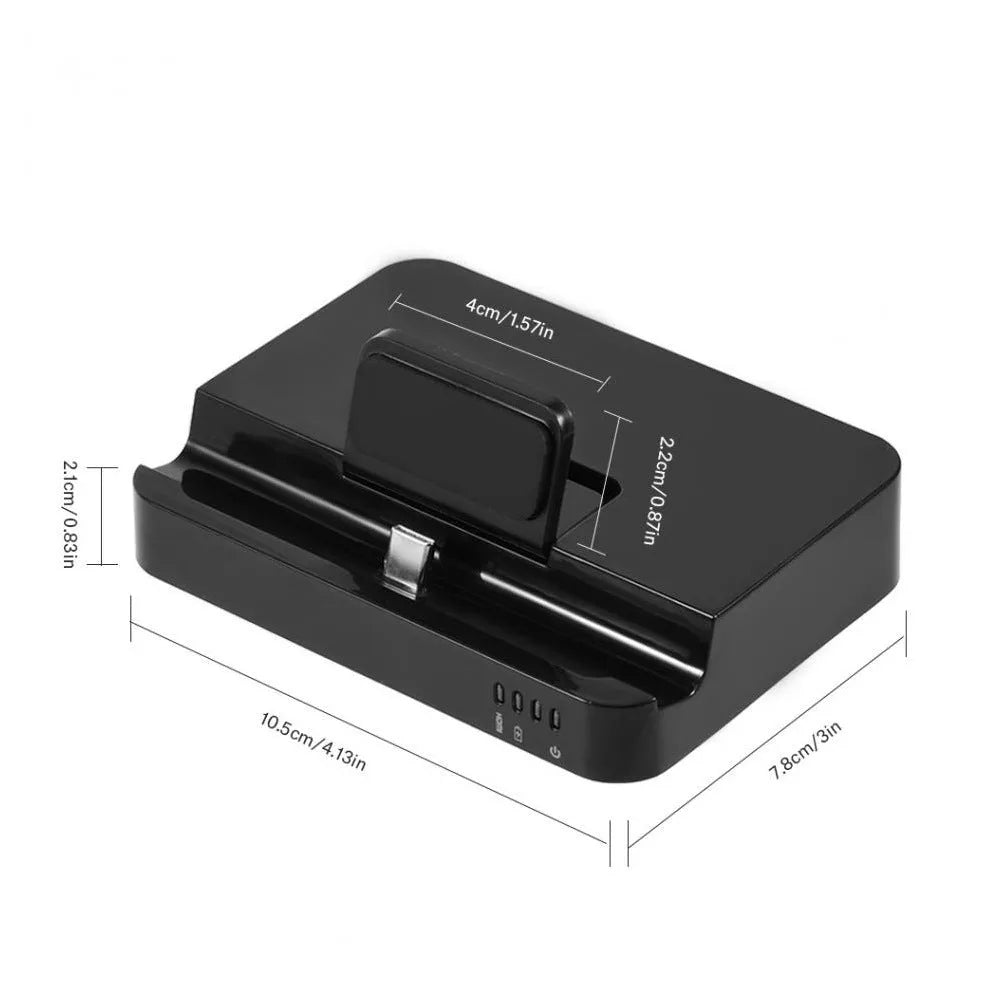 Black base mobile phone dock converter for HD video output to external displays
