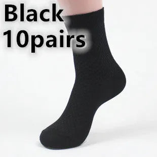 Men's bamboo fibre business socks with small square pattern in five colour options